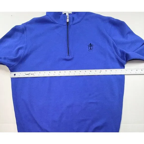 Peter Millar Rhode Island Country Club Embroidered 1/4 Zip Blue Men's Size Large